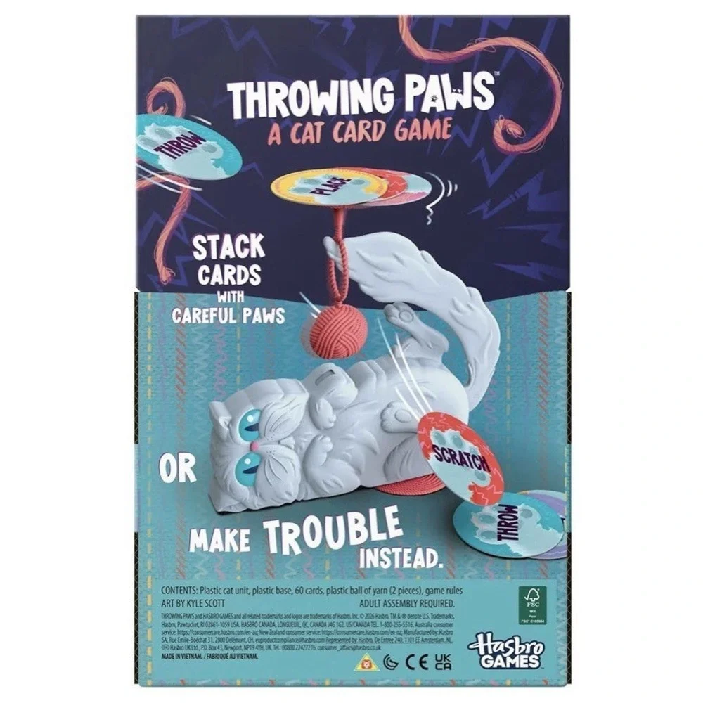 Hasbro Gaming Throwing Paws: A Cat Card Game Fun Skill and Action Card Games f